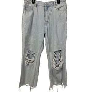 VERVET BY FLYING MONKEY Light Blue Distressed Wide Leg Jeans